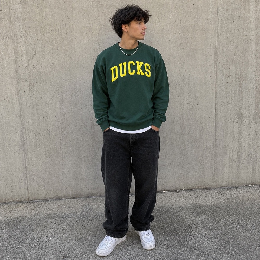 Oregon Ducks Sweatshirt Men Large Green ZooZatz Crewneck NCAA College Streetwear